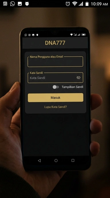 Tampilan halaman login dna777