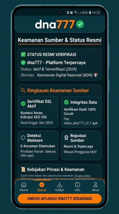 Tampilan kanal resmi dna777